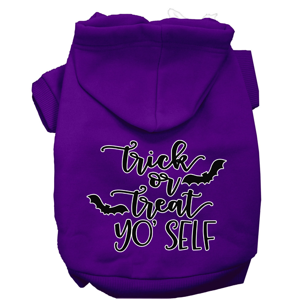 Trick or Treat Yo' Self Screen Print Dog Hoodie Purple L